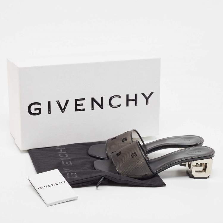 مملوكة مسبقًا Givenchy Black Mesh and Leather Slides Size 38  