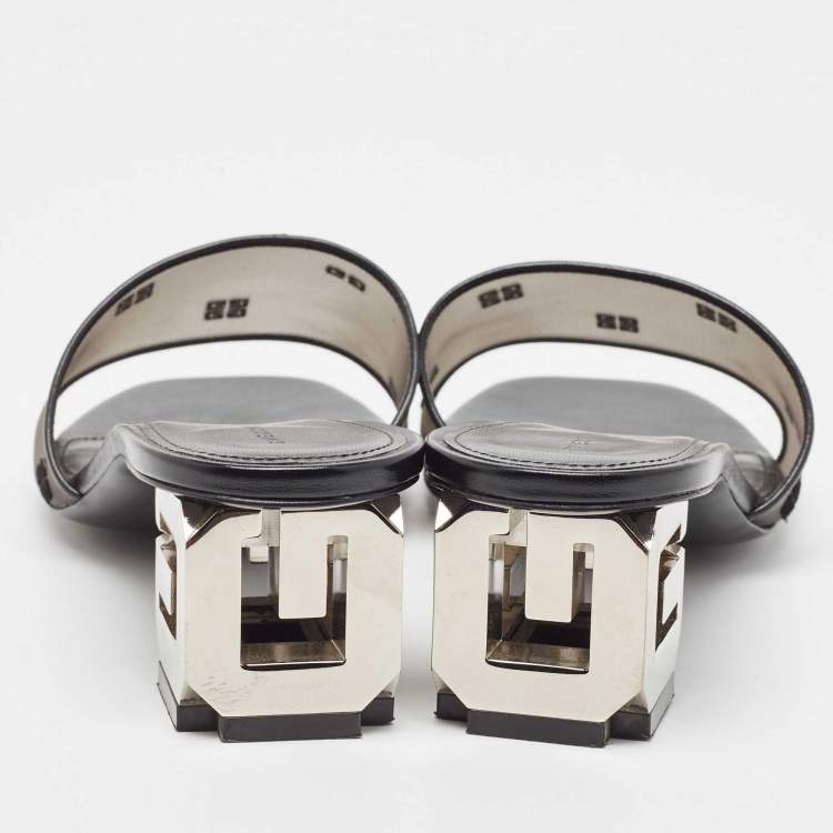 مملوكة مسبقًا Givenchy Black Mesh and Leather Slides Size 38  