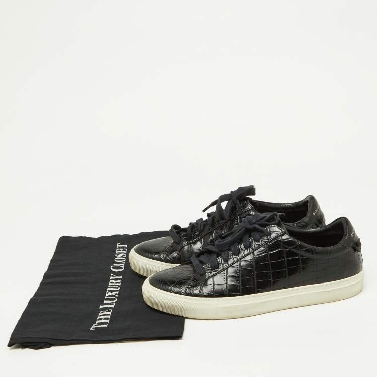 Pre Owned Givenchy Black Croc Embossed Leather Urban Street Sneakers Size 40