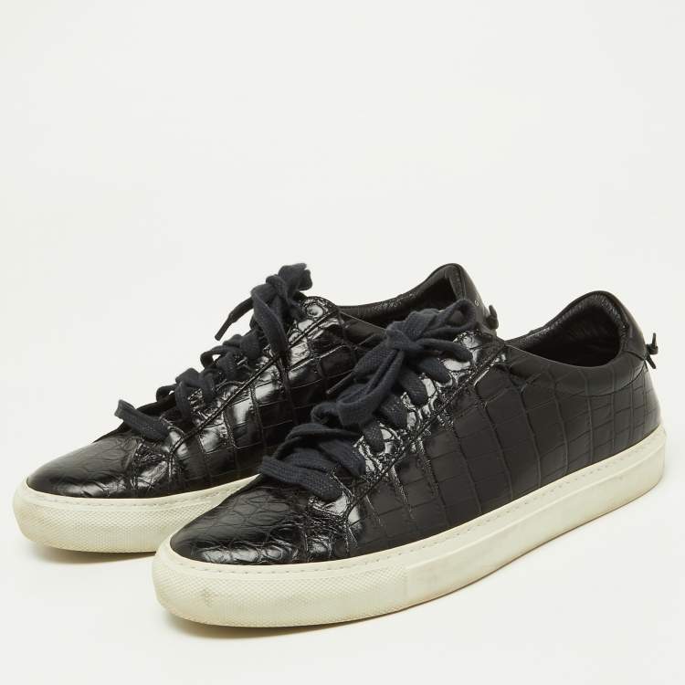 Givenchy Black Croc Embossed Leather Urban Street Sneakers