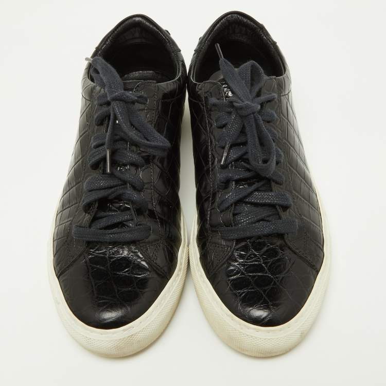 Pre Owned Givenchy Black Croc Embossed Leather Urban Street Sneakers Size 40