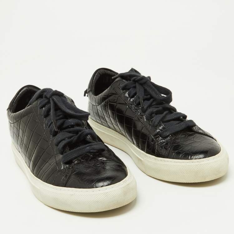 Pre Owned Givenchy Black Croc Embossed Leather Urban Street Sneakers Size 40