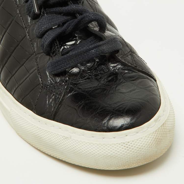 Pre Owned Givenchy Black Croc Embossed Leather Urban Street Sneakers Size 40
