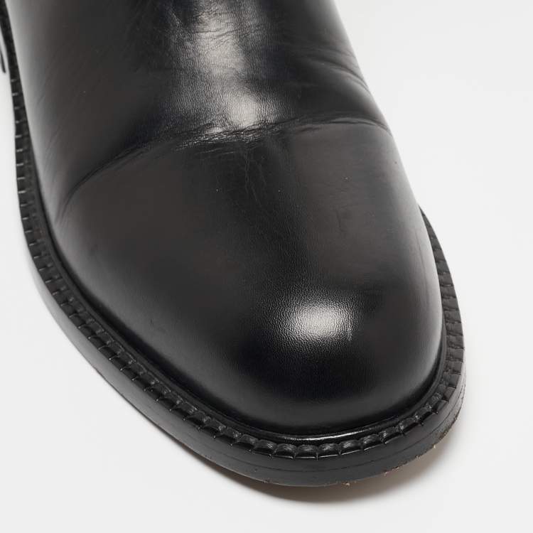 Pre Owned Givenchy Black Leather Shark Lock Knee Length Boots Size 38