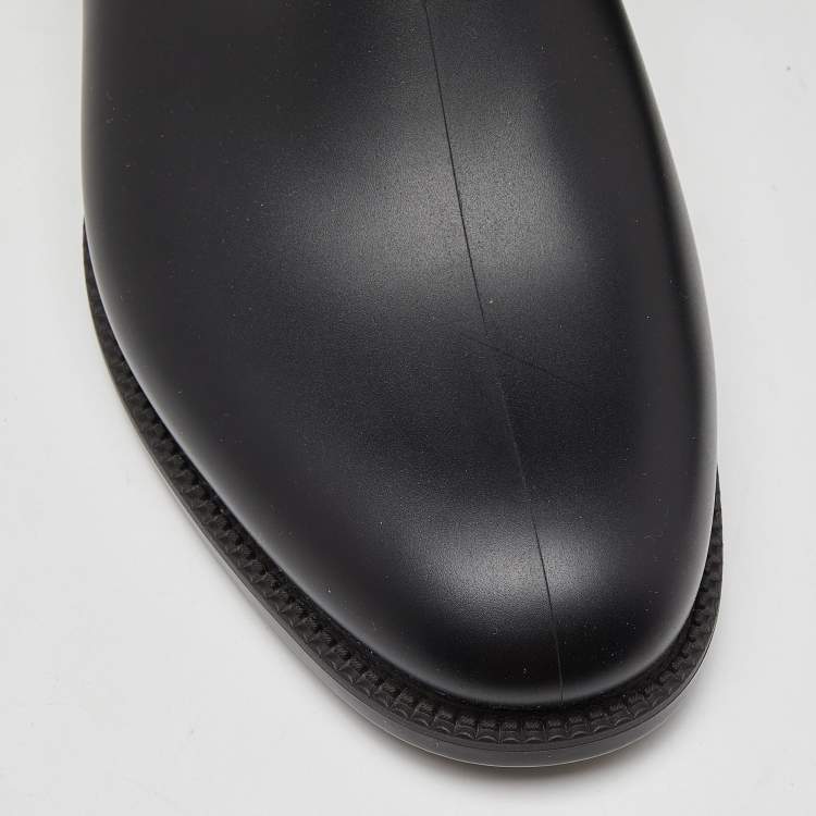 Pre Owned Givenchy Black Knit Fabric and Rubber Over The Knee Boots Size 41