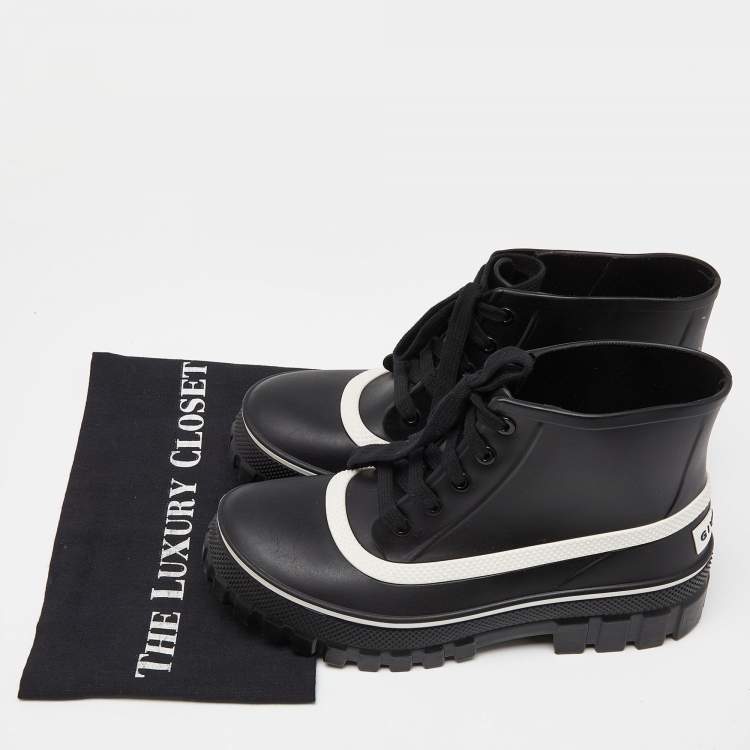 Pre Owned Givenchy Black Rubber Waterproof Rain Boots Size 40