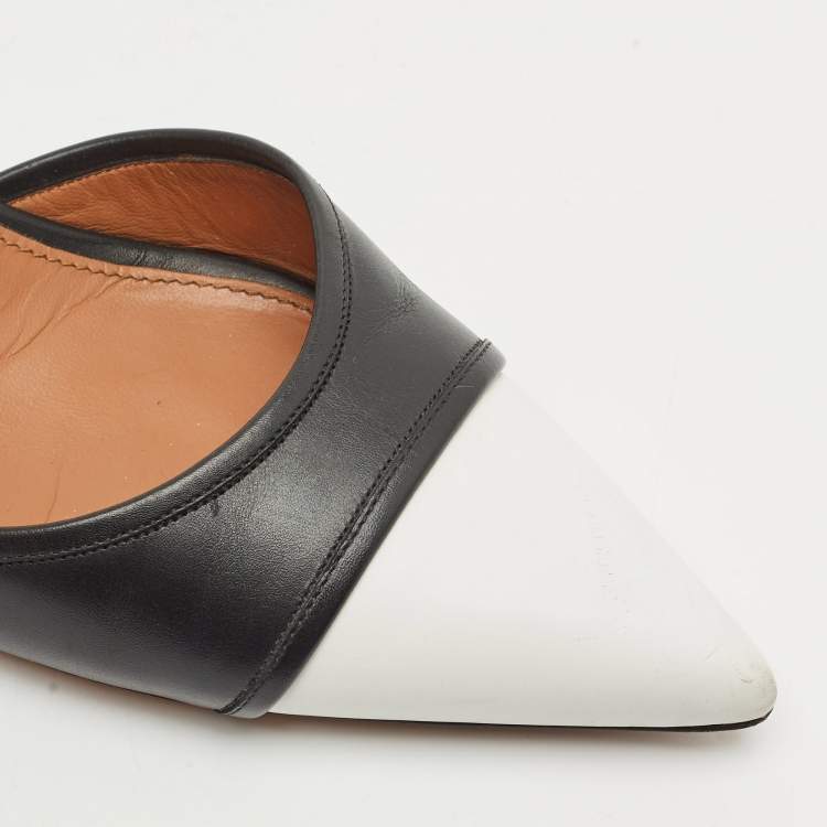 Pre Owned Givenchy Black/White Leather D'orsay Pumps Size 41.5