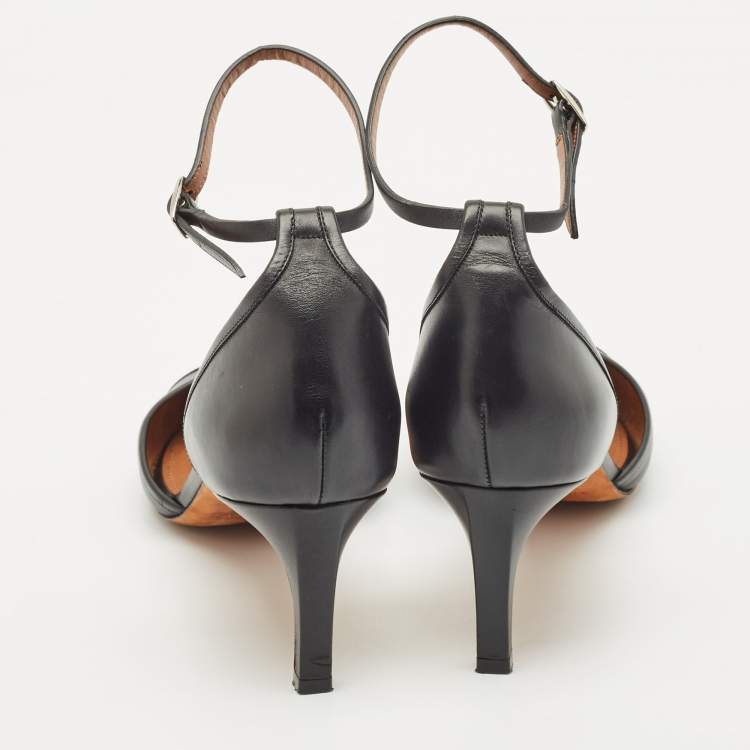 Pre Owned Givenchy Black/White Leather D'orsay Pumps Size 41.5