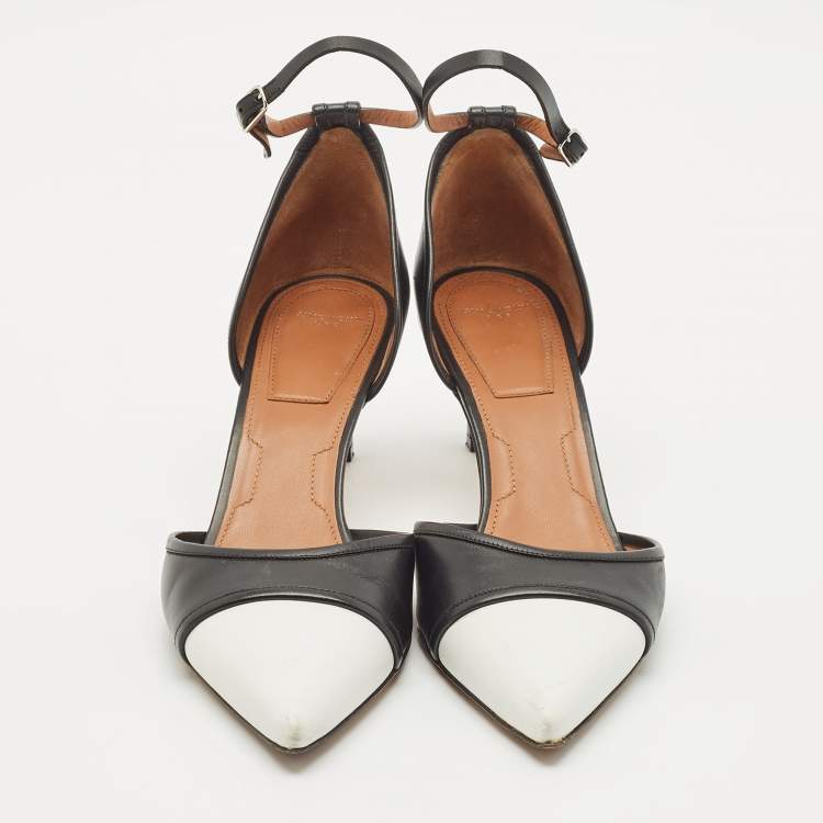Pre Owned Givenchy Black/White Leather D'orsay Pumps Size 41.5
