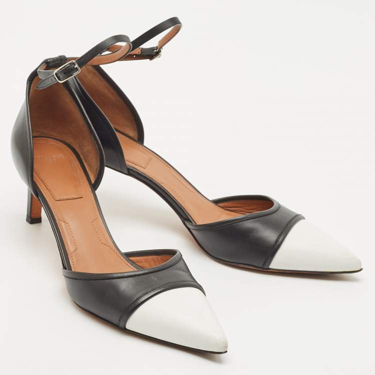 Pre Owned Givenchy Black/White Leather D'orsay Pumps Size 41.5