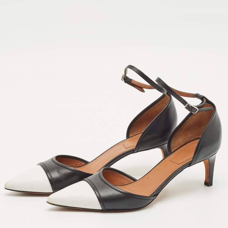 Pre Owned Givenchy Black/White Leather D'orsay Pumps Size 41.5