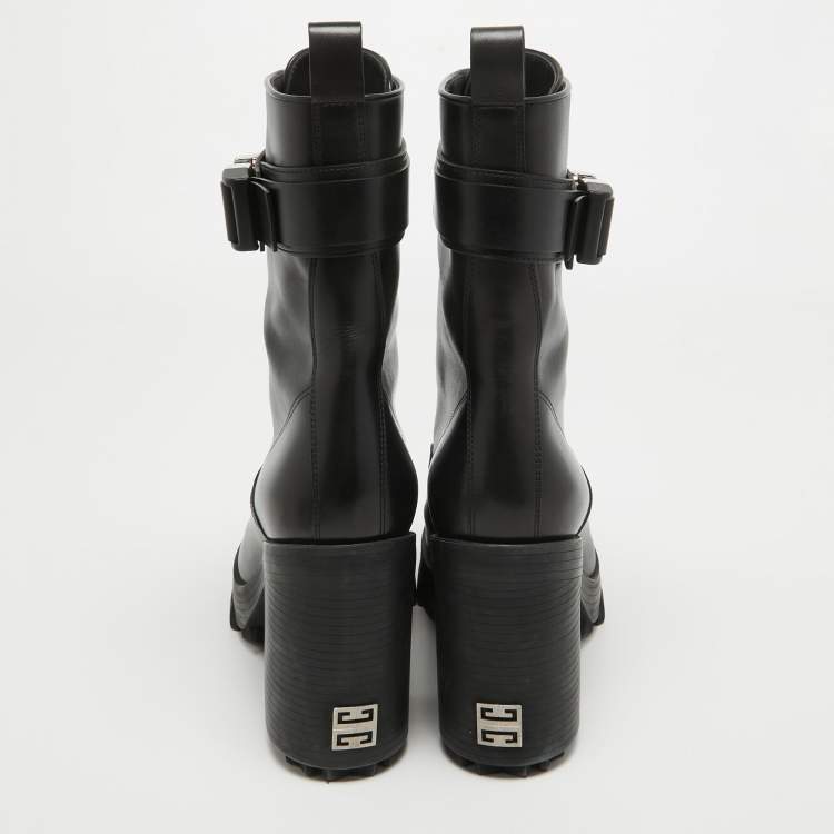 Pre Owned Givenchy Black Leather Ankle Boots Size 40