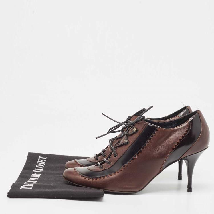 Pre Owned Givenchy Brown Leather Derby Pumps Size 39