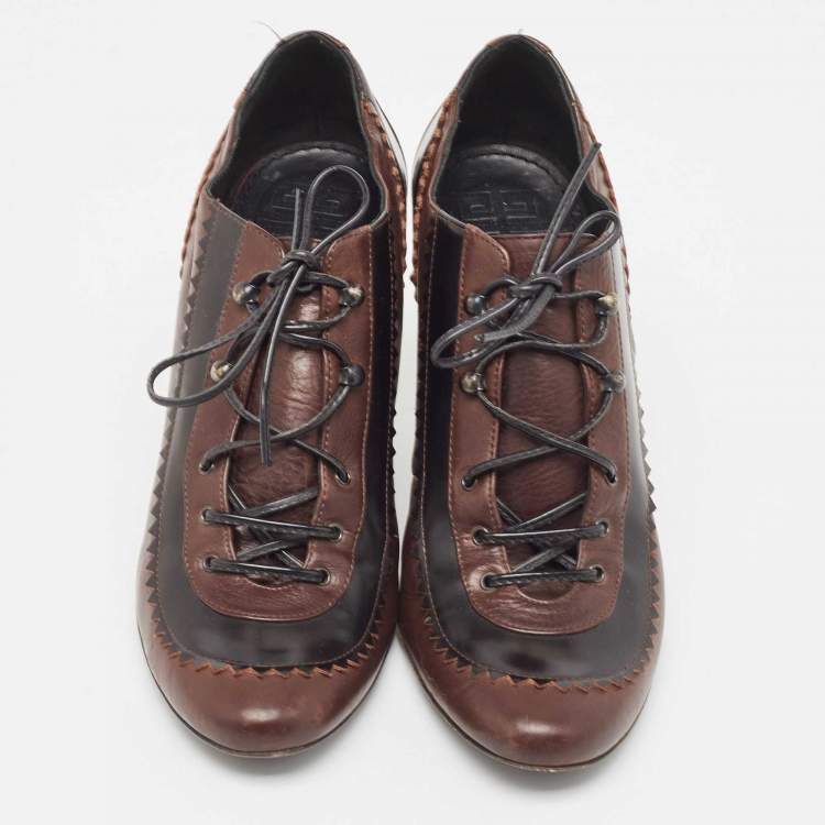 Pre Owned Givenchy Brown Leather Derby Pumps Size 39