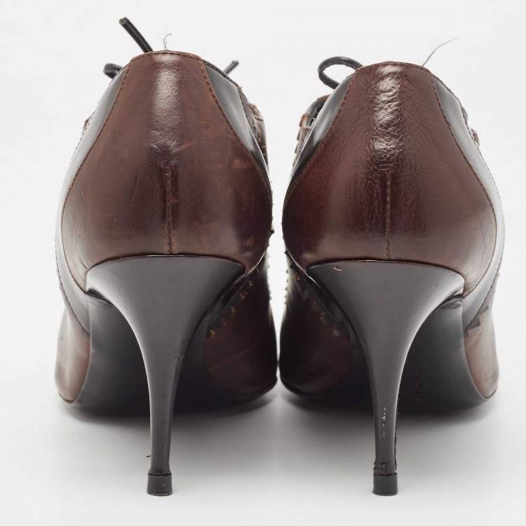 Pre Owned Givenchy Brown Leather Derby Pumps Size 39