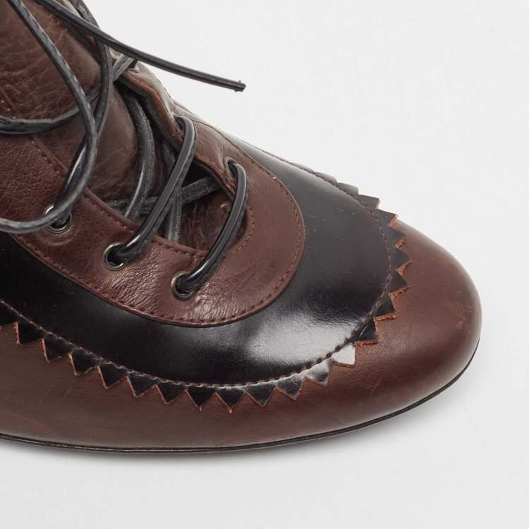Pre Owned Givenchy Brown Leather Derby Pumps Size 39