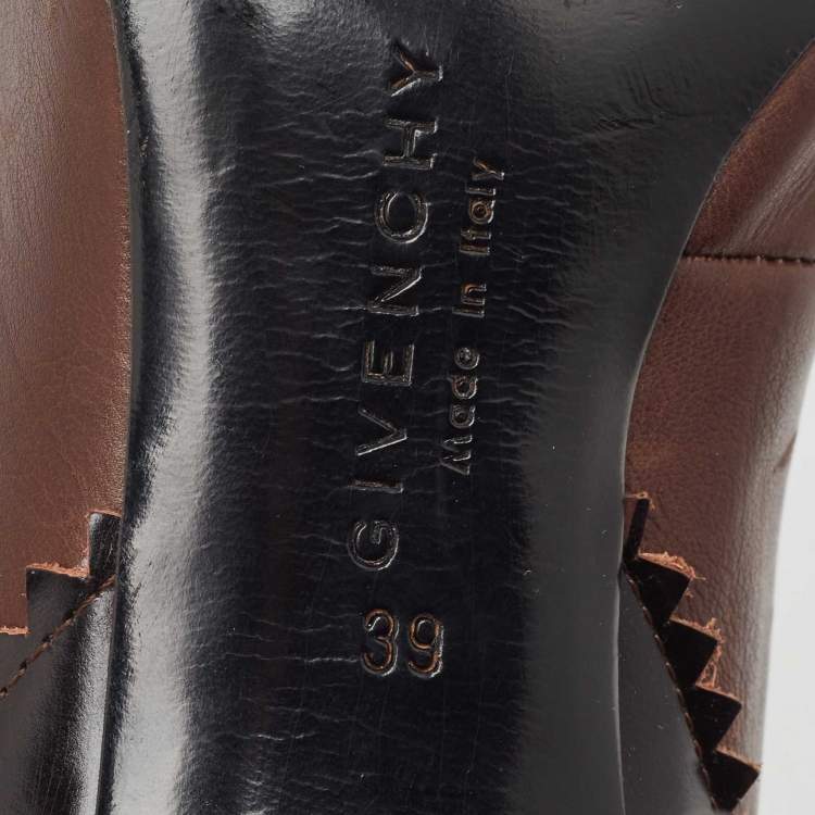 Pre Owned Givenchy Brown Leather Derby Pumps Size 39