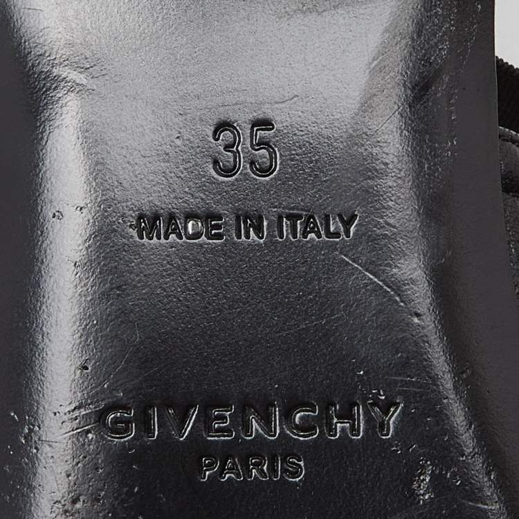 Pre Owned Givenchy Black Leather G-Chain Slingback Flat Mules Size 35