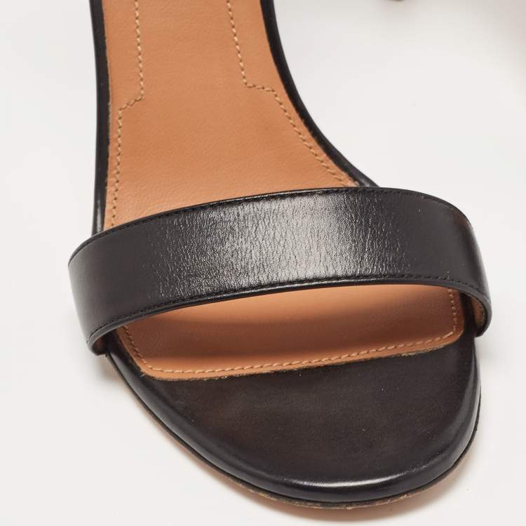 Pre Owned Givenchy Black Leather Ankle Strap Sandals Size 39