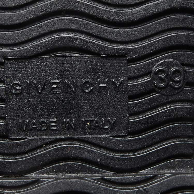 Pre Owned Givenchy Black Rubber Shark Lock Flat Knee Boots Size 39