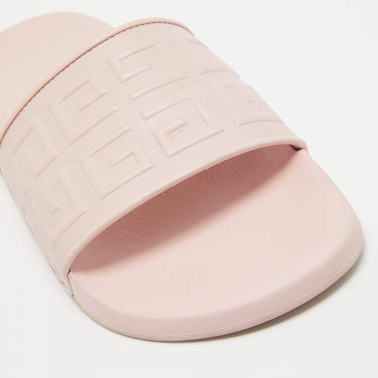 مملوكة مسبقًا Givenchy Pink Rubber Logo Flat Slides Size 38