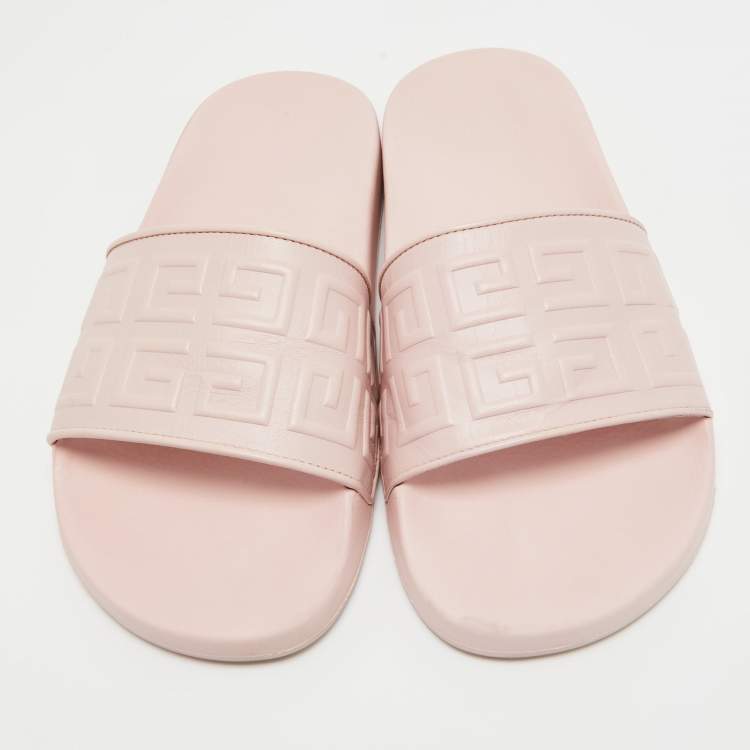مملوكة مسبقًا Givenchy Pink Rubber Logo Flat Slides Size 38