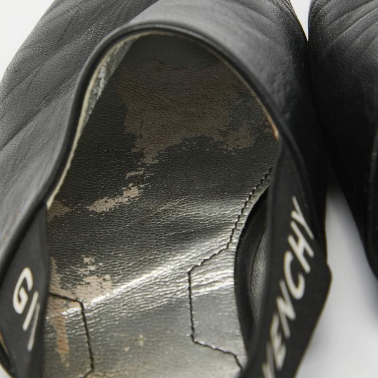 Pre Owned Givenchy Black Leather Rivington Slingback Flats Size 36