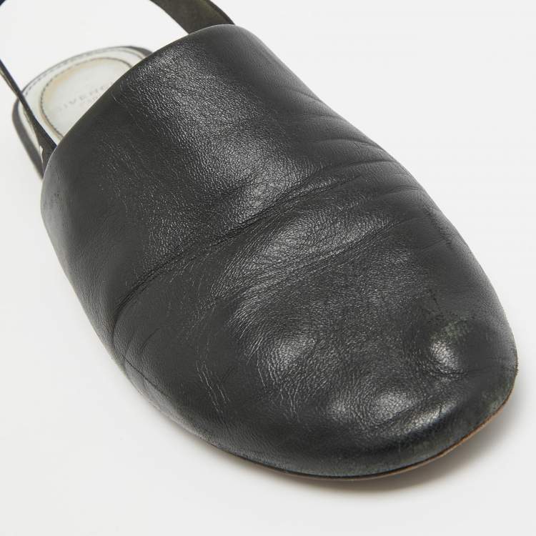 Pre Owned Givenchy Black Leather Rivington Slingback Flats Size 36