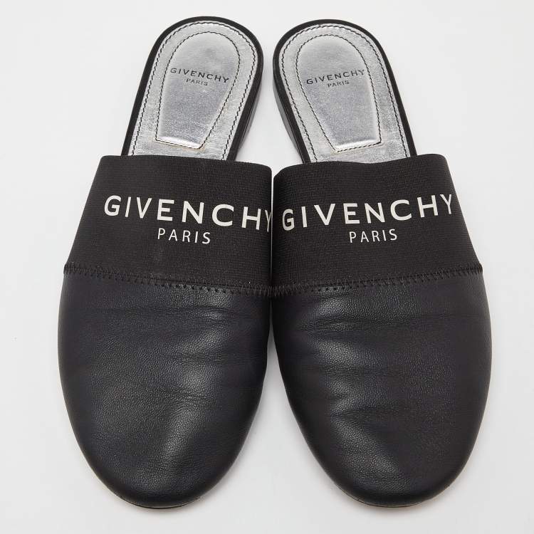 مملوكة مسبقًا Givenchy Black Leather Bedford Flat Mules Size 36