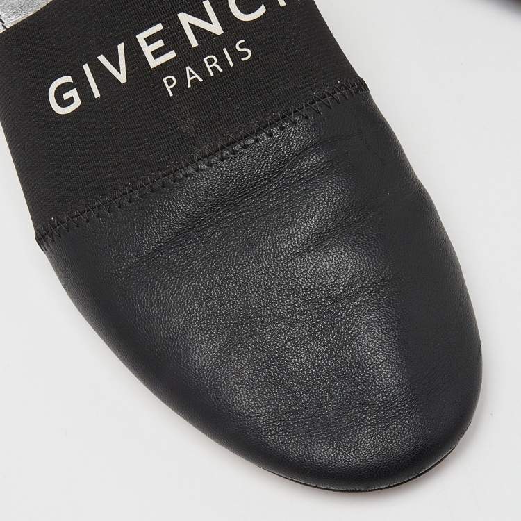 مملوكة مسبقًا Givenchy Black Leather Bedford Flat Mules Size 36