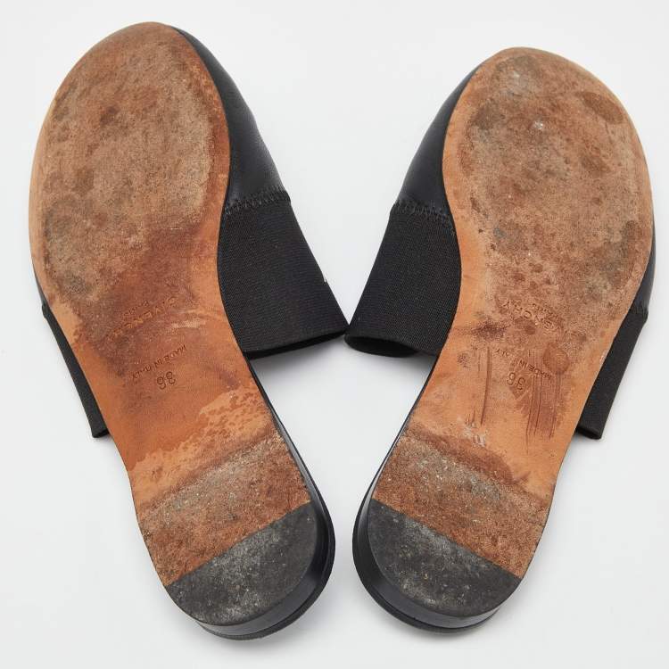 مملوكة مسبقًا Givenchy Black Leather Bedford Flat Mules Size 36