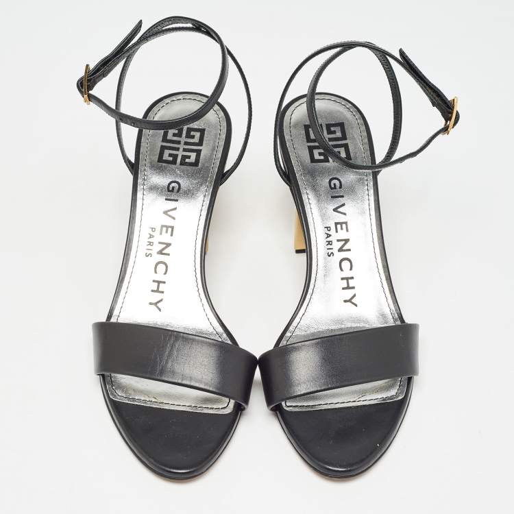 Pre Owned Givenchy Black Leather Ankle Strap Sandals Size 37