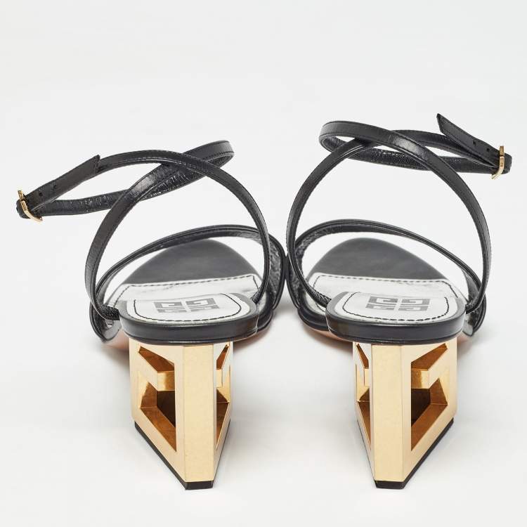 Pre Owned Givenchy Black Leather Ankle Strap Sandals Size 37