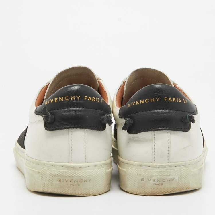 Pre Owned Givenchy White/Black Leather and Elastic Band Urban Street Sneakers Size 39