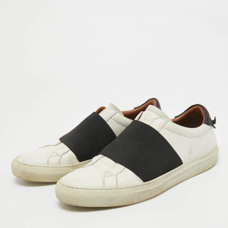 Pre Owned Givenchy White/Black Leather and Elastic Band Urban Street Sneakers Size 39