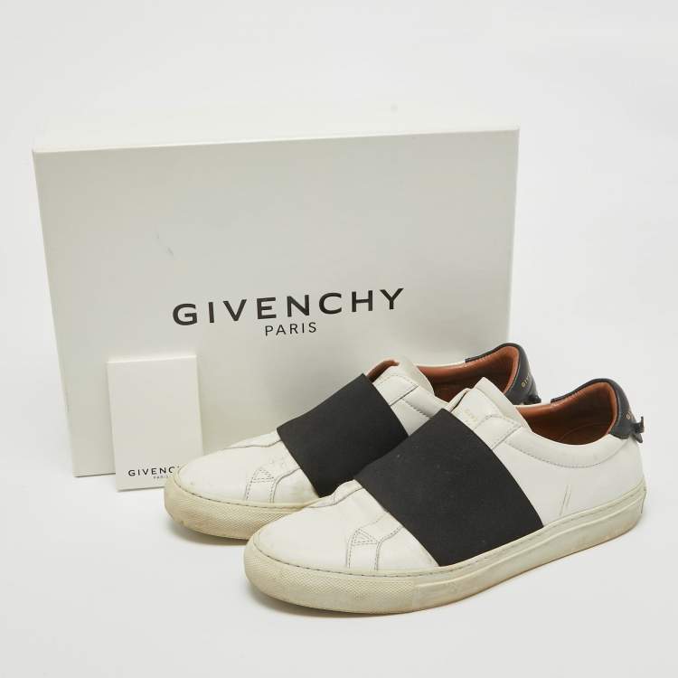 Pre Owned Givenchy White/Black Leather and Elastic Band Urban Street Sneakers Size 39