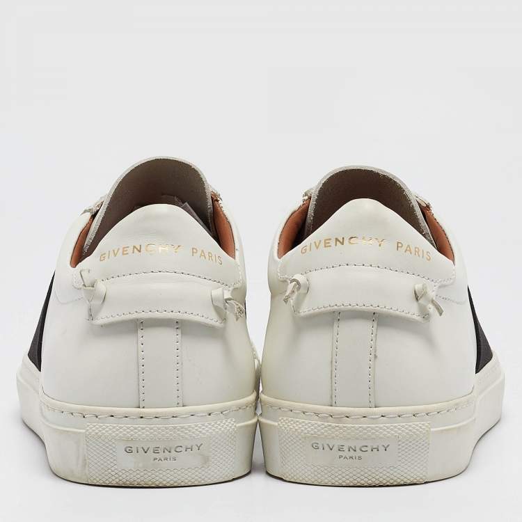 Pre Owned Givenchy White/Black Leather Urban Street Logo Slip On Sneakers Size 40