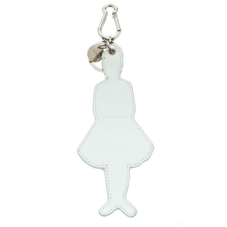 Pre Owned Givenchy Girl Shape Leather Charm Silver Tone Key Ring / Bag Charm