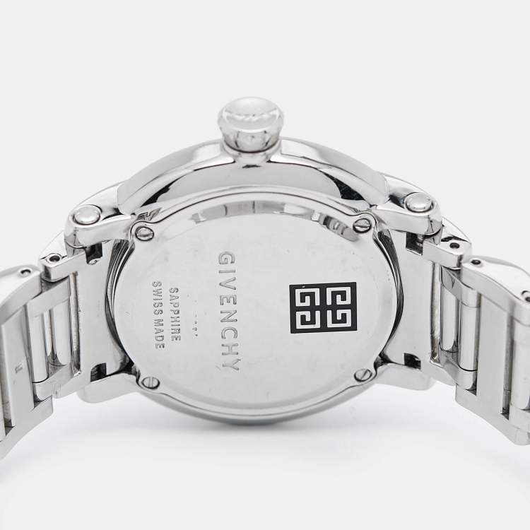 Pre Owned Givenchy White Stainless Steel Diamond GV.5202L Women's Wristwatch 36 mm