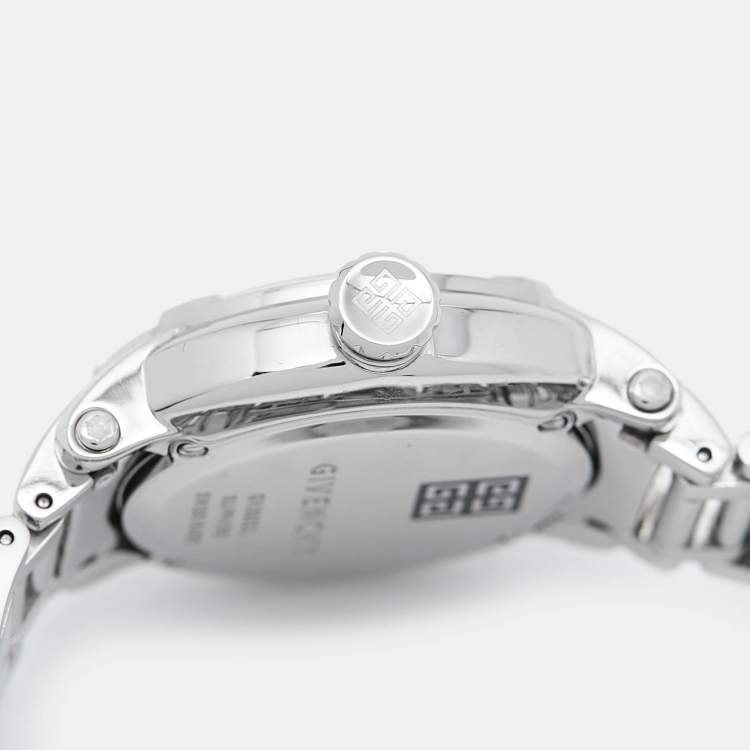 Pre Owned Givenchy White Stainless Steel Diamond GV.5202L Women's Wristwatch 36 mm