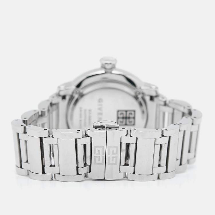 Pre Owned Givenchy White Stainless Steel Diamond GV.5202L Women's Wristwatch 36 mm