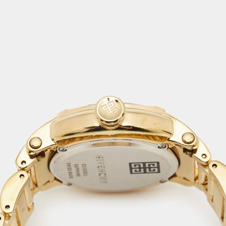 Pre Owned Givenchy Yellow Gold Plated Stainless Steel Diamond GV.5202L Women's Wristwatch 36 mm