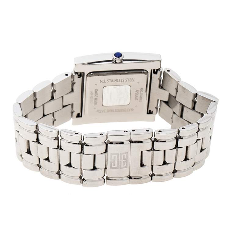 Pre Owned Givenchy Silver White Apsaras 1558962 Square Women's Wristwatch 31 mm