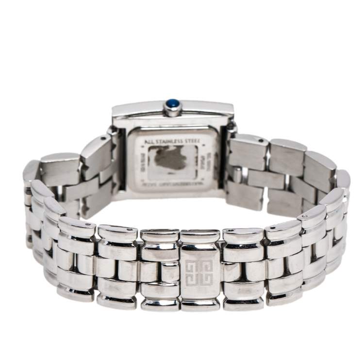 Pre Owned Givenchy Mother Of Pearl Stainless Steel Apsaras 1558962 Square Women's Wristwatch 25 mm