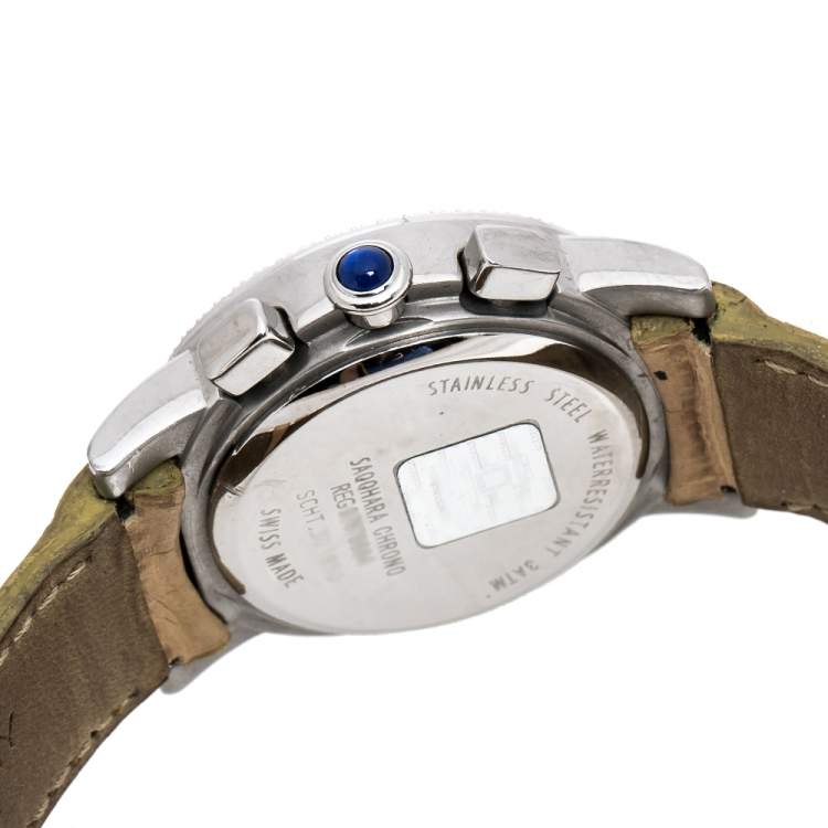 Pre Owned Givenchy Mother of Pearl Stainless Steel Diamonds Saqqhara Women's Wristwatch 36 mm