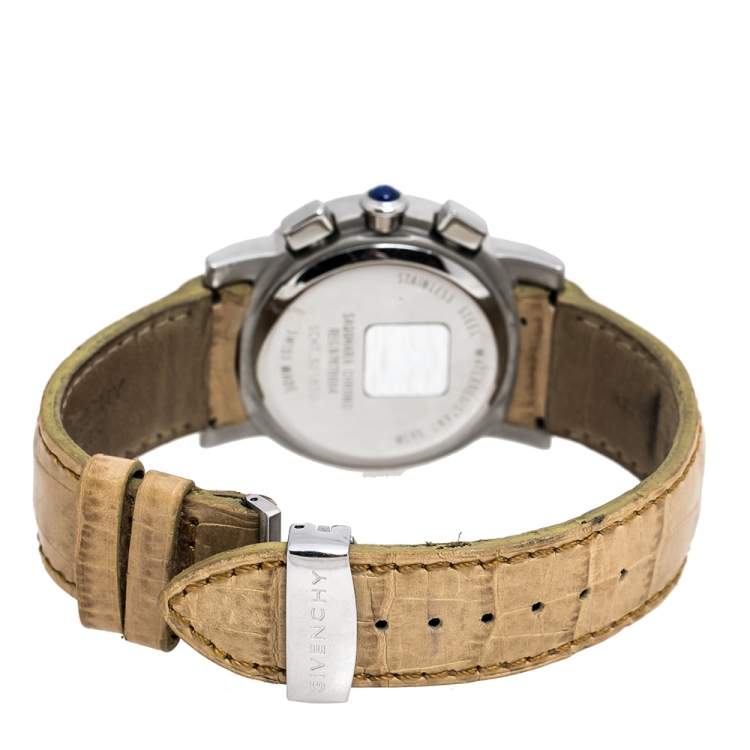 Pre Owned Givenchy Mother of Pearl Stainless Steel Diamonds Saqqhara Women's Wristwatch 36 mm