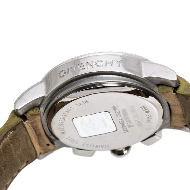Pre Owned Givenchy Mother of Pearl Stainless Steel Diamonds Saqqhara Women's Wristwatch 36 mm