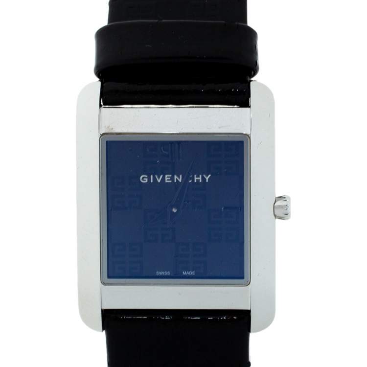 Pre Owned  Givenchy Black Stainless Steel Patent Leather GV.5200L Women's Wristwatch 27 mm