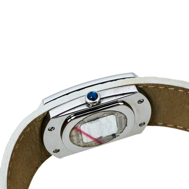 Pre Owned Givenchy White Stainless Steel Silver Leather Expression 2 92438731 Quartz Women's Wristwatch 29 MM