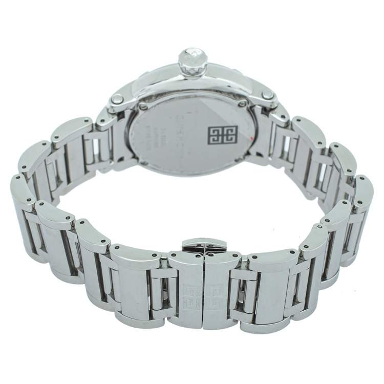 Pre Owned Givenchy Silver Stainless Steel Diamonds GV.5202L Women's Wristwatch 36mm